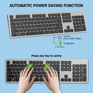 Teclado Bluetooth inalámbrico ultra delgado de 104 teclas para Mac Laptop PC 2,4G Pie de tijera Oficina silenciosa LED retroiluminado Color Chocolate - Product Image 2