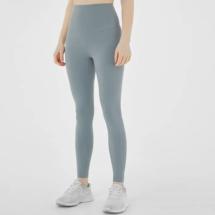 Roupas de ginástica femininas, segunda pele macia de nylon, tecidos spandex, pedido pequeno, suplex, yoga, leggings sem crescimento frontal