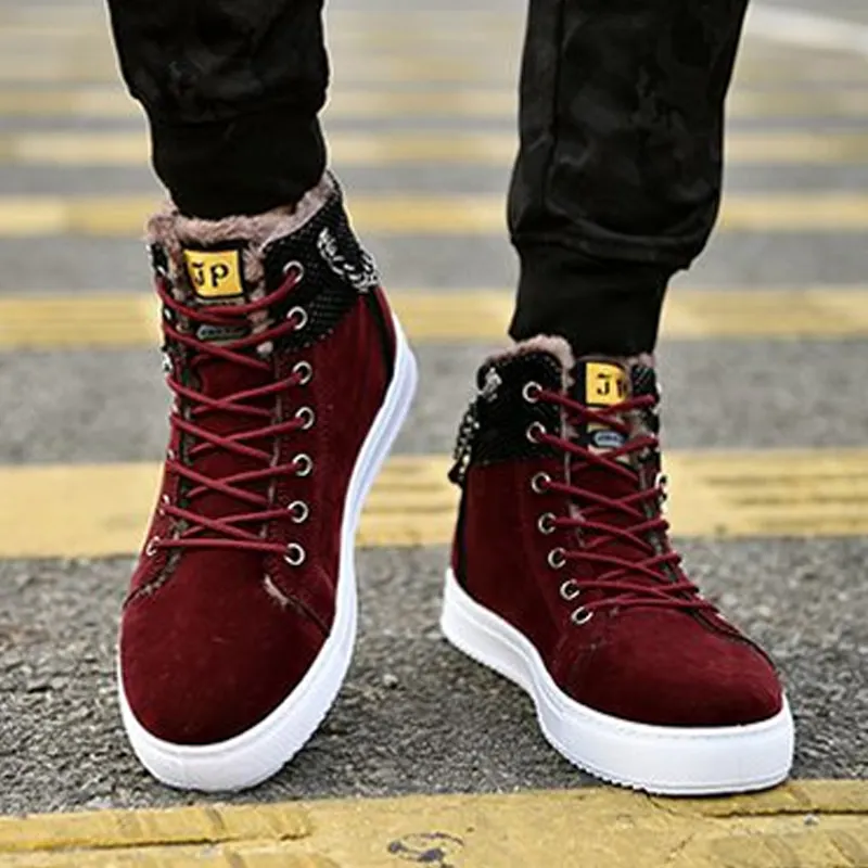 Winter new thicken plush warm casual lace-up man shoes 2022 high quality fashion solid color high top snow boots men