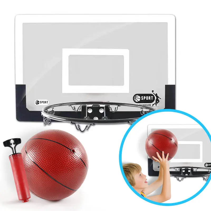 Mini aro de baloncesto para interiores personalizado, tablero de baloncesto portátil acrílico para niños con anillo