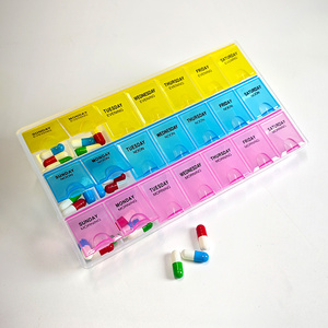 Bán buôn lớn y học lưu trữ Organizer container trường hợp <span class=keywords><strong>7</strong></span> ngày 28 ngăn <span class=keywords><strong>Pill</strong></span> Hộp 21 ngăn làm bằng PP ABS chất liệu - Product Image 2