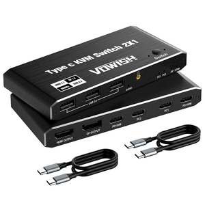 8K Thunderbolt 4 USB C <strong>KVM</strong> <strong>Switch</strong> 4K 120Hz USB-C Type-C <strong>KVM</strong> Switcher for 2 Computers Share <strong>1</strong> Monitor With 100W PD Fast Charging