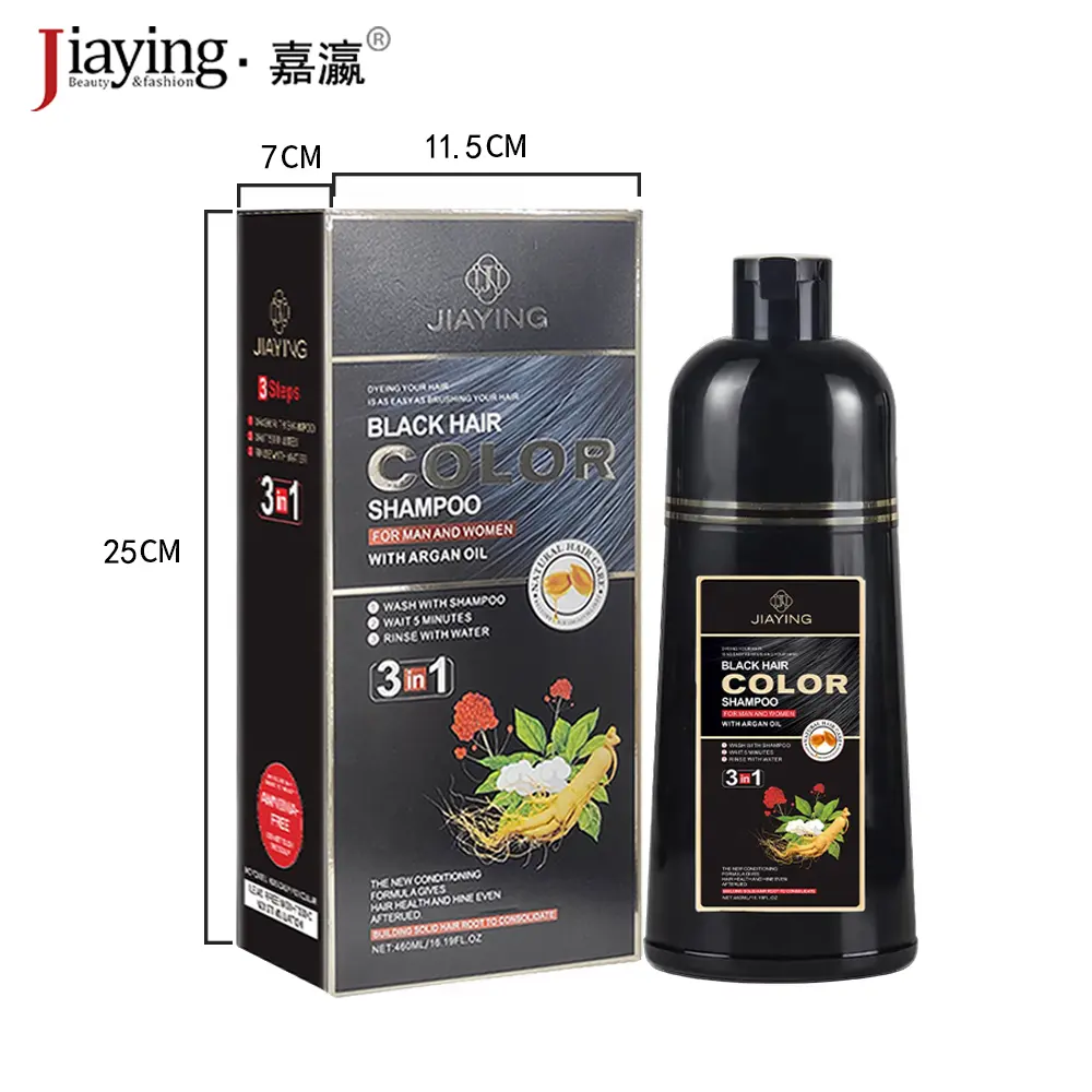 In Voorraad Snelle Verzending Thailand Bruine Waskleur Snelle Natuurlijke Kruiden Permanente Zwarte Haarverf Shampoo 3 In 1