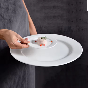 New Arrival Design Flat <strong>Plat</strong> Dishes Oem Hotel 7-10 Inch Pure White Round Ceramic Dinner Plates For Restaurant