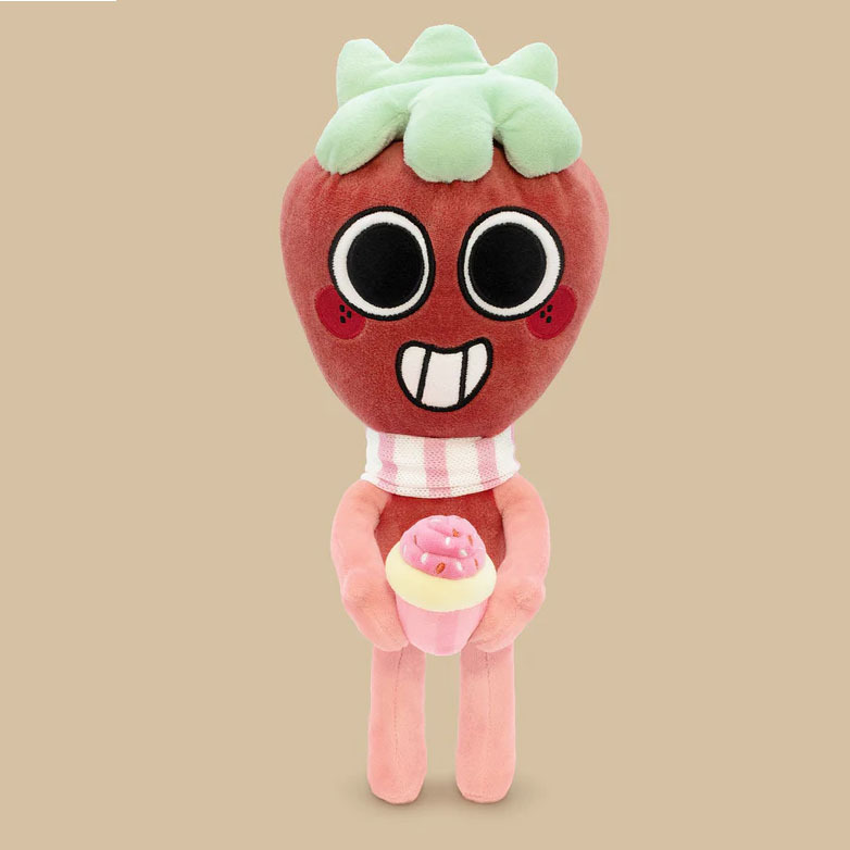 Fille aux fraises tenant un gâteau aux fraises 35cm/250g