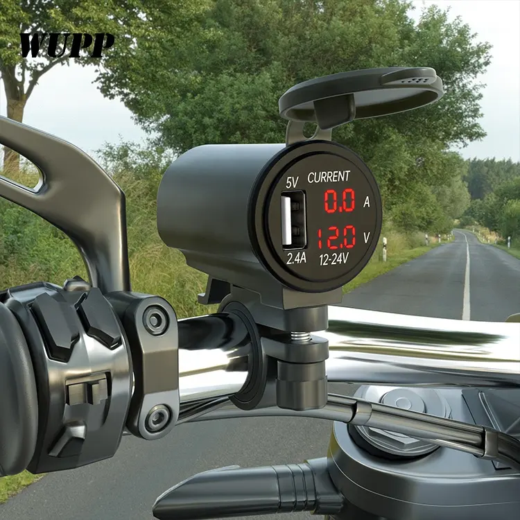 LED ekranlı motosiklet mobil şarj cihazı 12 Volt tek Usb çok fonksiyonlu bisiklet şarj cihazı