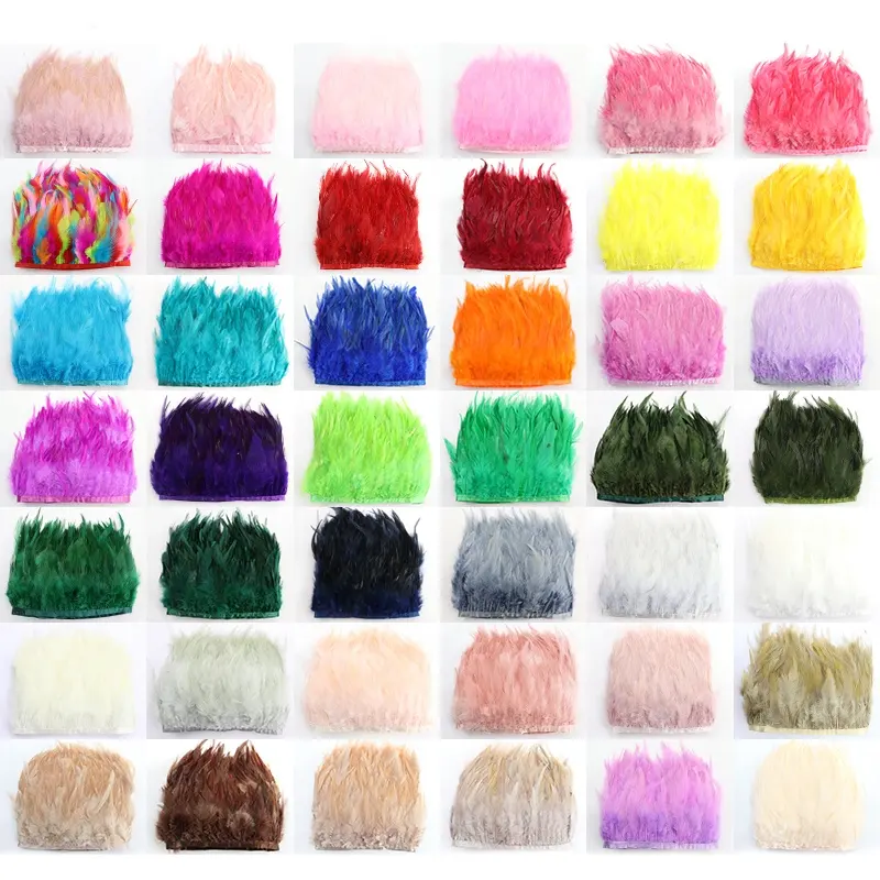 4-6 pollici (10-15 cm) multi-Color Tinti di Pollo Puro Piume di Colore Trim Fringe Con Cucito Mestieri Costumi Decorazione