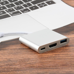 ฮับ3.1 Type-C ความเร็วสูง3ใน1 USB C ไปยัง HD-MI + USB3.0 + PD ฮับชาร์จ4K สำหรับ MacBook - Product Image 1