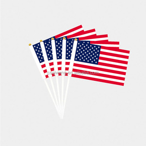 Wholesale Polyester Mini Small <strong>Flag</strong> Hand Held Waving <strong>Flag</strong> Custom Hand <strong>Flag</strong> for <strong>Cheer</strong> for America - Product Image 1
