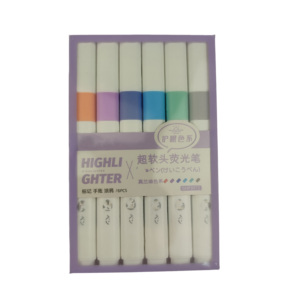 Pennarello evidenziatore in plastica da 6 colori punta a scalpello di alta qualità pennarello a inchiostro fluorescente personalizzato sfuso - Product Image 5