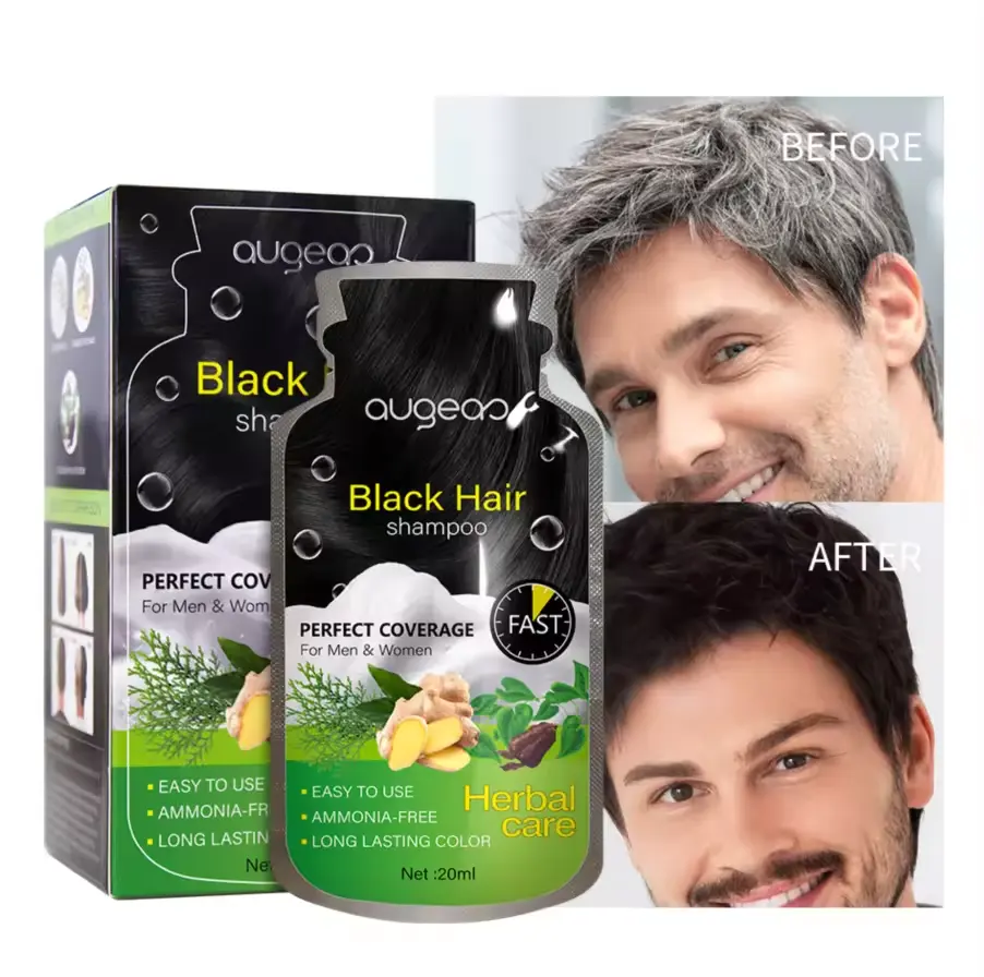Fabbrica OEM private label all'ingrosso colore dei capelli colorante shampoo tinto in modo rapido naturale a base di erbe 3 in 1 nero tinture per capelli shampoo