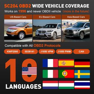 OBD2-Scanner SC204 Multi-Applica ble Check Engine Light Code Reader Überprüfen der Motorlicht-Reset Klarer Fehler DTC-Diagnose tool - Product Image 6