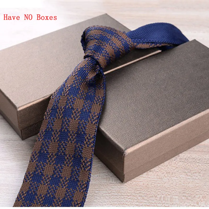 2.75inch Mens Plaid Pattern Skinny Knitted Neckties Wedding Party Gift Slim Fashion Tie without Box
