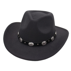 Xuyên biên giới vành đai kim loại hàng đầu đường phố bắn cao bồi hat <span class=keywords><strong>Mike</strong></span> Jazz phù hợp với cảm thấy hat Tây Ban Nha Visor bán buôn - Product Image 2