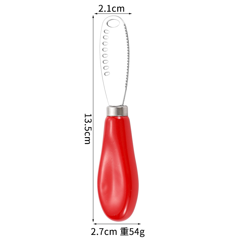 Red ceramic handle butter knife with perforation