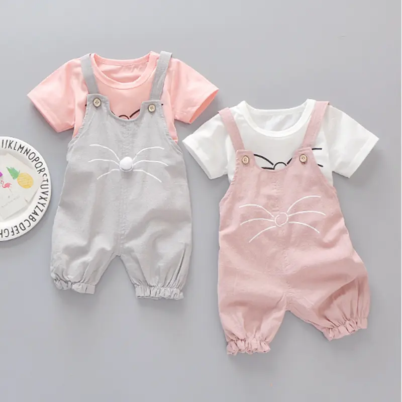 Moda estate coreana nuovo Design neonata vestiti appena nati 2 pezzi vestiti delle neonate del cotone