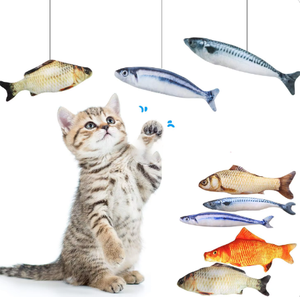 Juguete interactivo para gatos con peces, juguete realista para gatos con hierba gatera, juguete masticable automático para gatos de interior - Product Image 1