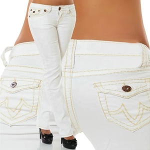 Trung Quốc nhà máy bán buôn giản dị Skinny Jeans vải Giữa eo rắn mô hình quần bút chì Womens denim Femme Denim - Product Image 3