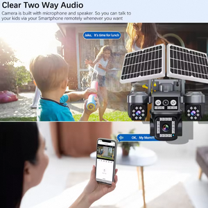 Kamera pengawas surya PTZ 20MP 4G, kamera keamanan empat layar, Kamera CCTV nirkabel AOV luar ruangan dengan baterai bawaan 24 jam - Product Image 6