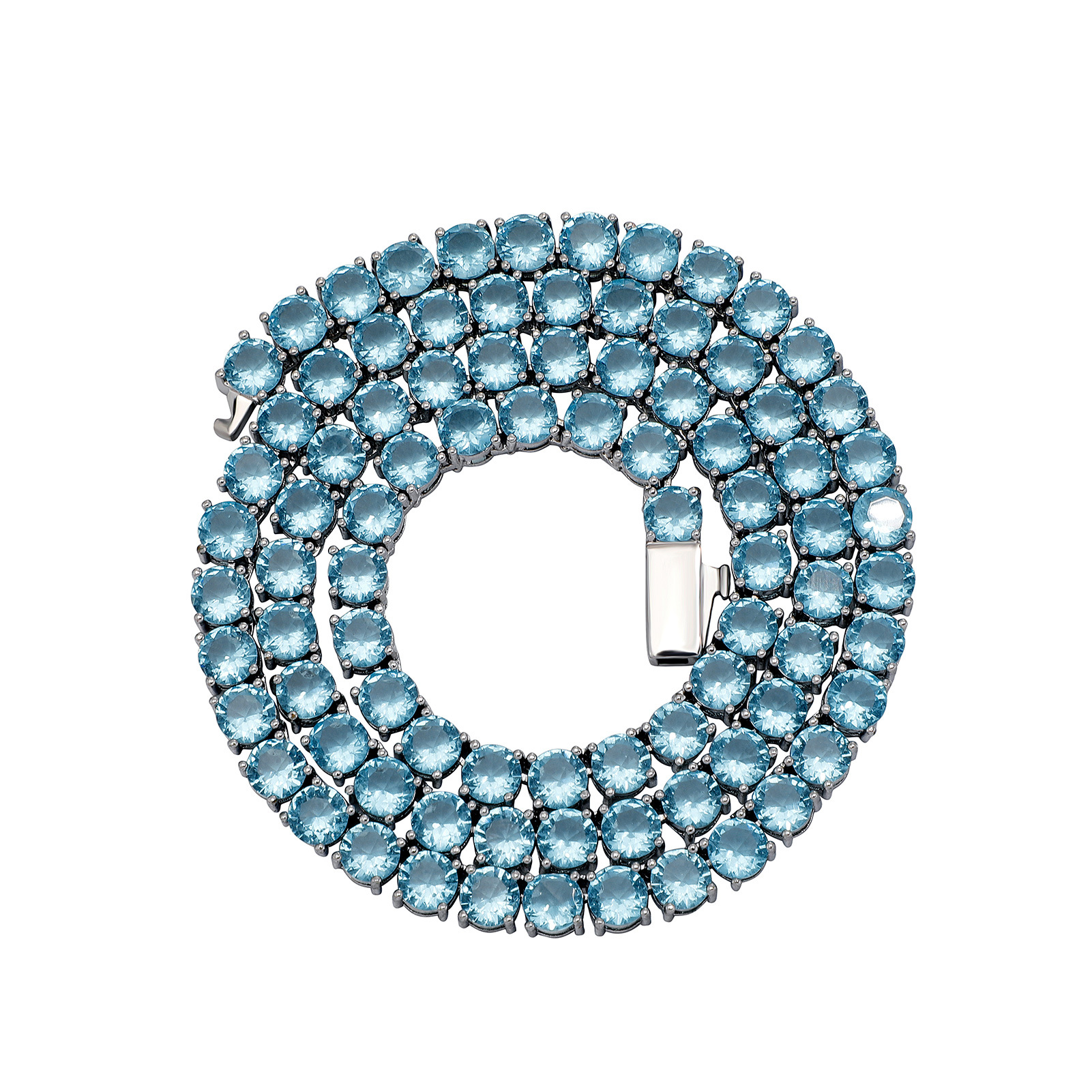 Rhodium Plated Blue Stone