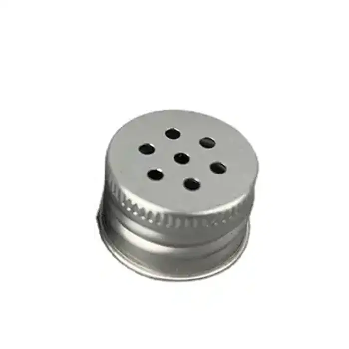 Venta caliente tapa de tamiz de aluminio 24mm para botellas de polvo de bebé botella de polvo suelto de plástico plano al por mayor