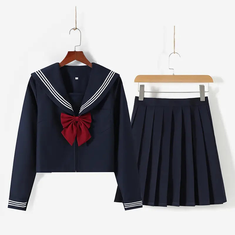 Uniforme della scuola giapponese in stile scuola superiore per ragazze del College Cos uniformi abito da marinaio bianco top gonna a pieghe