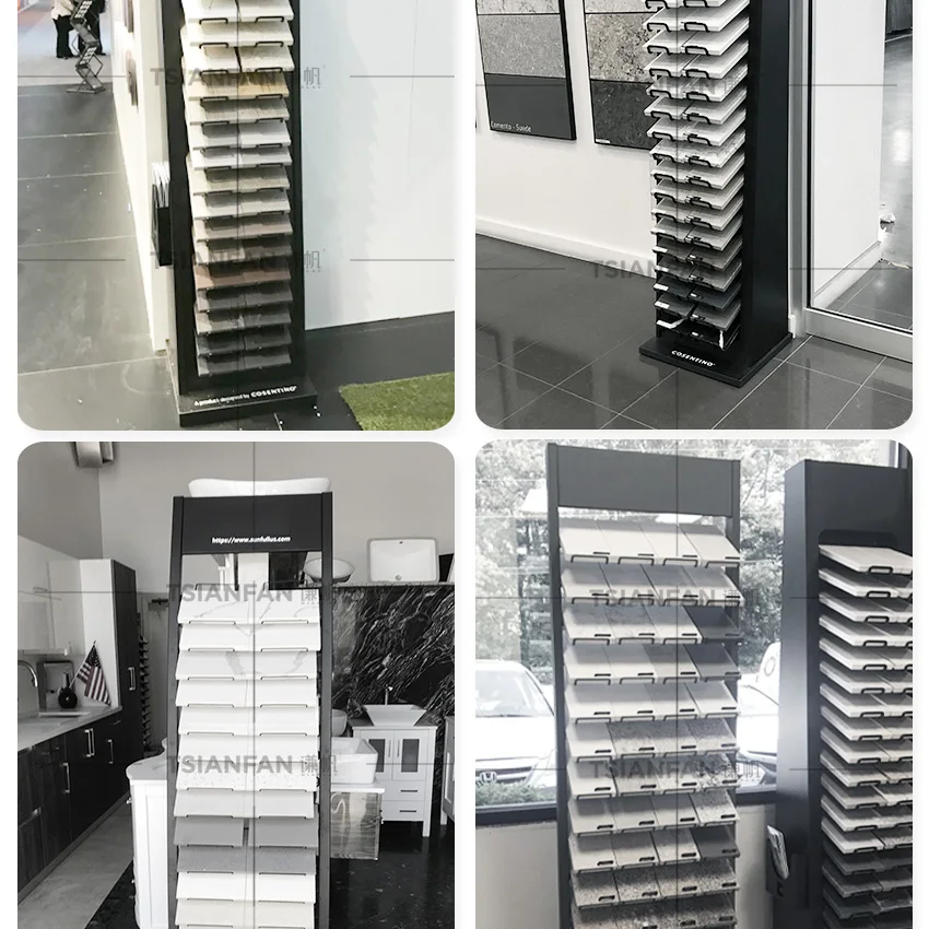 New Design Floor Stand Rack Ceramic Granite Quartz Exhibition Marble  Sample Stand Tower Type Metal Tile Stone Displays