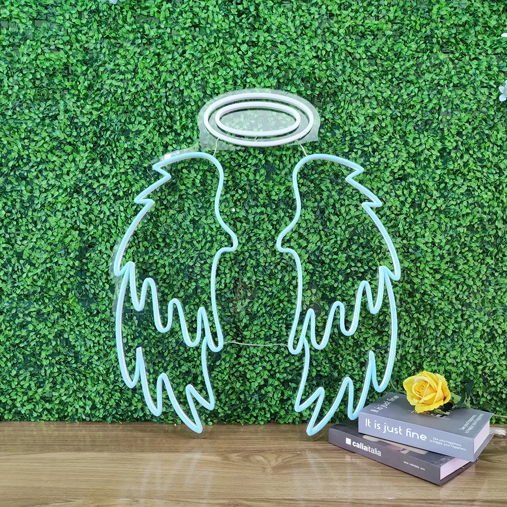 Led elektronik dekorasi lampu Neon tanda tidak ada Moq Angel Wings tanda Neon Led sesuai pesanan tanda Logo Led