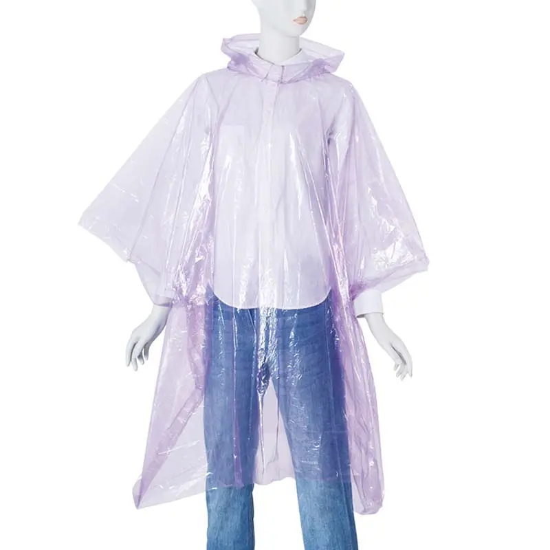 Poncho de pluie jetable violet, imperméable, poncho pour la pluie
