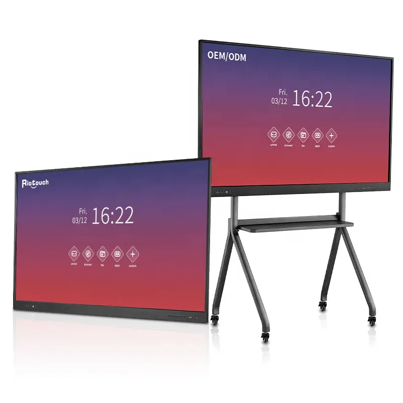 Tablero inteligente UHD 4K de 65 pulgadas, todo en uno pantalla inteligente, táctil infrarroja de 20 puntos, sistema Android, panel plano interactivo