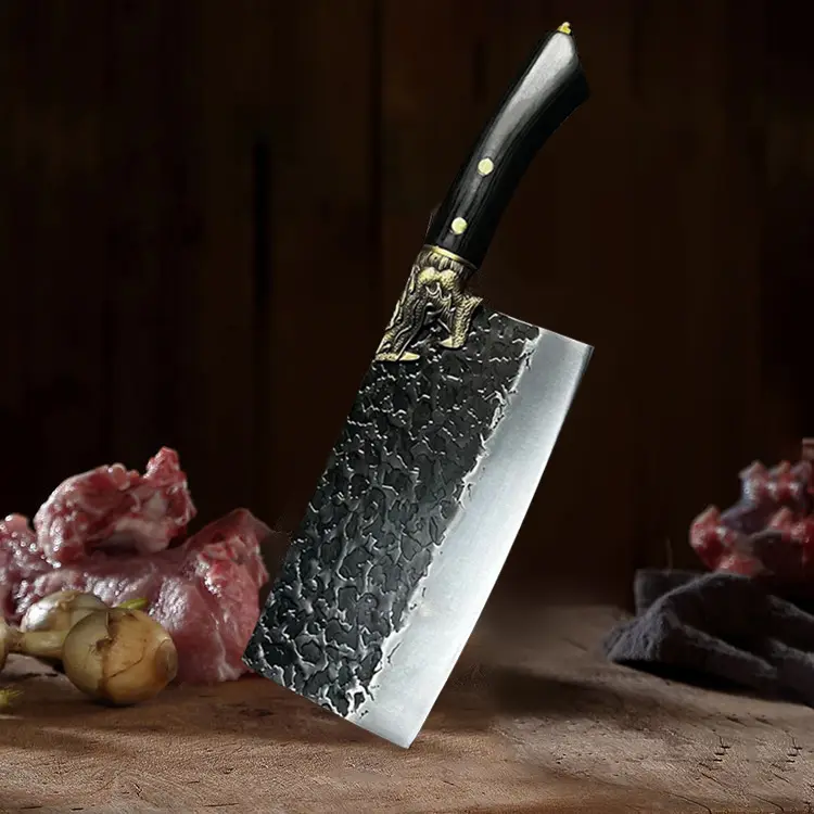 Cuchillo de carnicero profesional de alta resistencia, cuchillo de cocina Ultra afilado forjado a mano para el hogar, cocina y restaurante