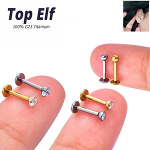 G23 <strong>Titanium</strong> Threadless Stud Earrings Septum Helix Earring Piercing Jewelry Gold Plated Labret Lip Ring 16/<strong>18</strong>/20G - Product Image 4