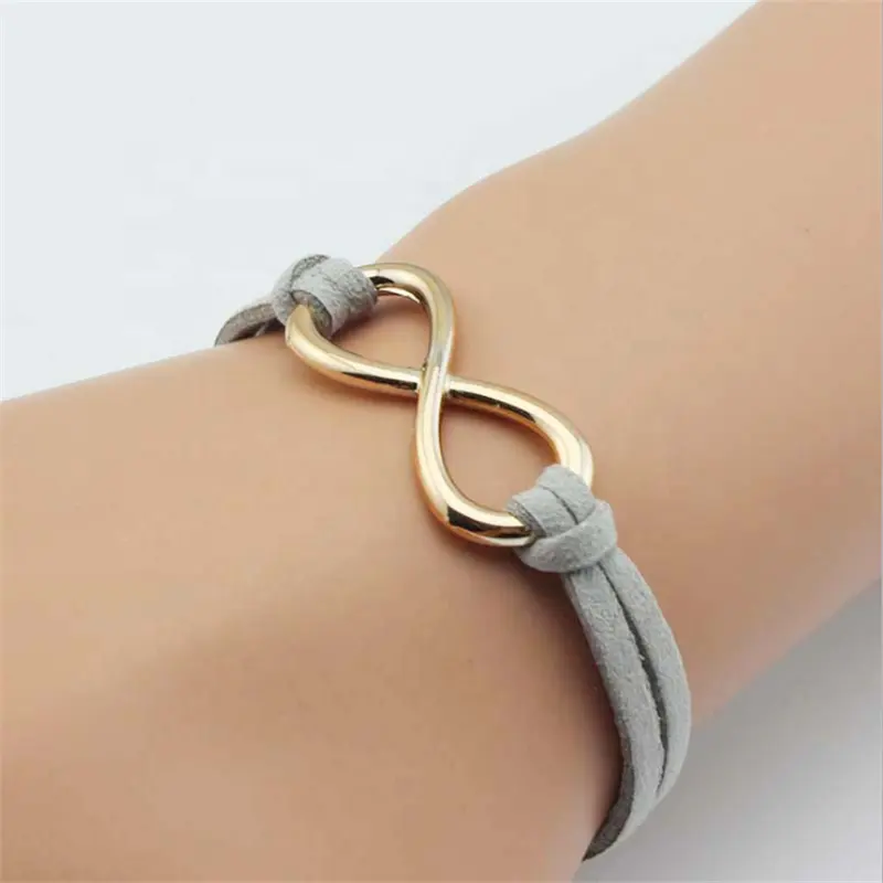 GT 2022 Yiwu-pulsera de cuero tejida para mujer, joyería de Color personalizada, abalorio infinito, precio barato