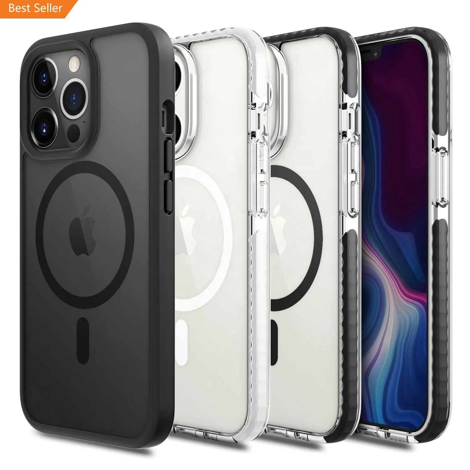 Hochwertige Acryl-Transparente klare TPU TPE PC stoßfeste magnetische Magnethülle für iPhone 15 14 13 Pro Max