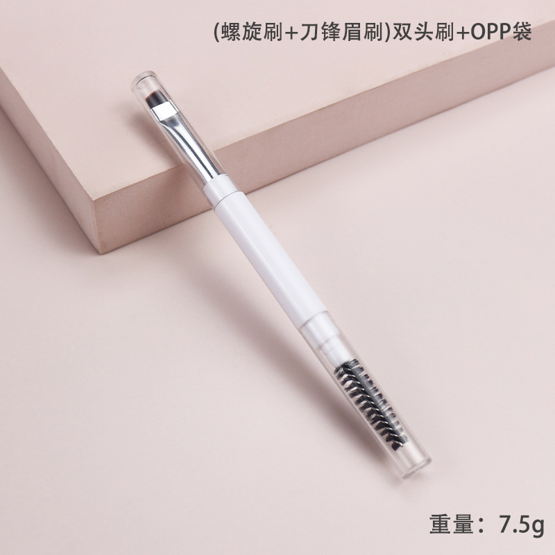 Brosse à sourcils double embout avec étui portable blanc.