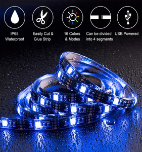 LED şerit ışık akülü 2 metre RGB LED ışık şerit 17 tuşları RF uzaktan kumanda ve pil kutusu - Product Image 4
