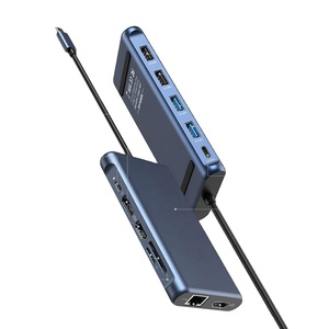 12-in-1 alluminio Multi-funzionale USB 2.0 3.0 Ethernet & USB-C Docking Station hub di rete - Product Image 2