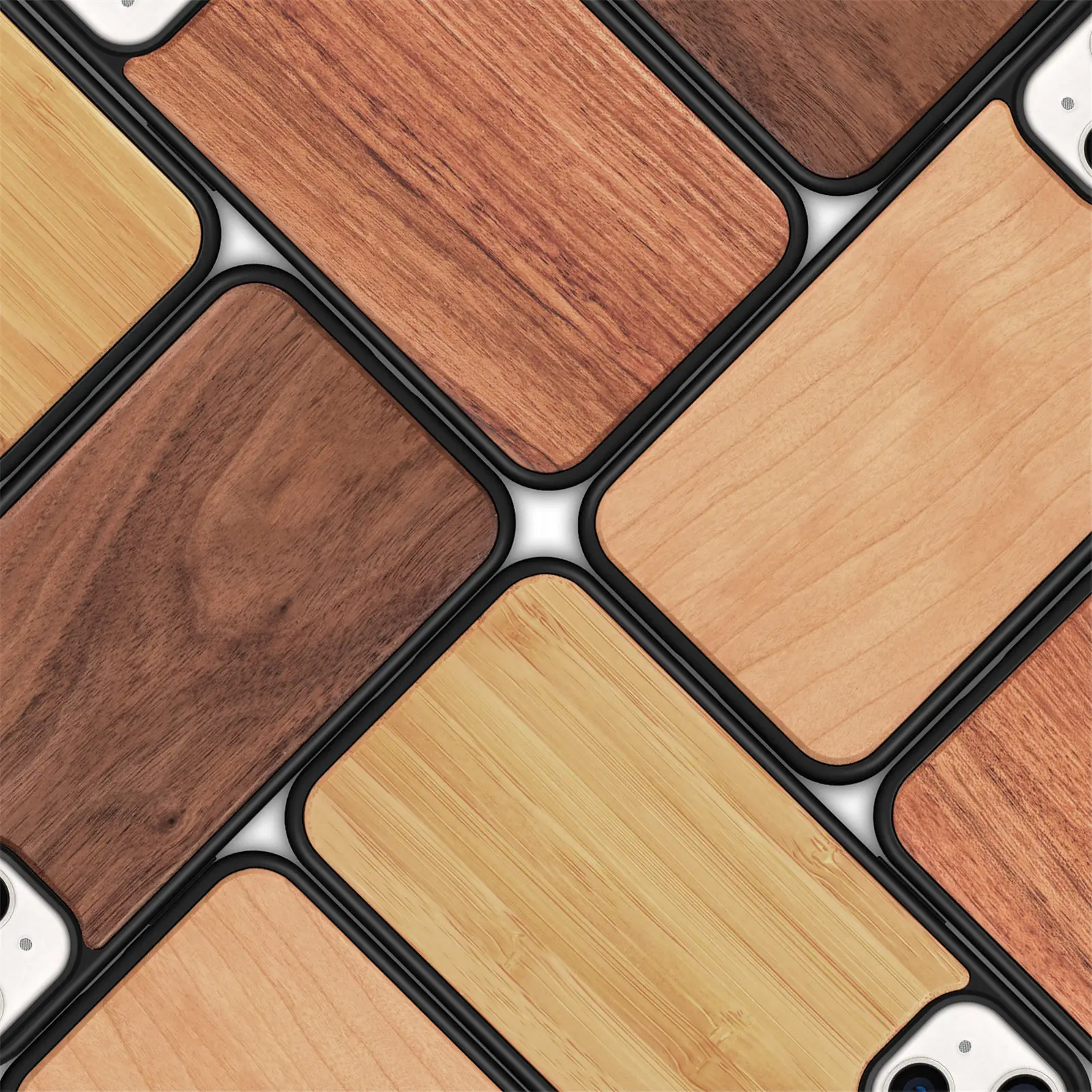 Daftar baru untuk Huawei kustom kayu Cherry Bulk Bamboo kosong Aksesori kayu casing ponsel untuk Iphone 13 12 11X8 7 6-b