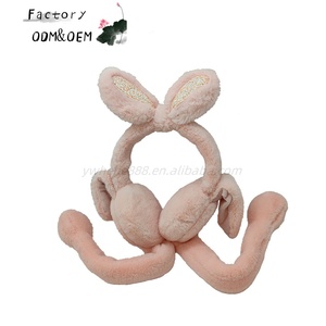 Factory Customized Rabbit <strong>Ear</strong> <strong>Plush</strong> Earmuffs Long Warm Call Feature with Moving <strong>Ears</strong> - Product Image 2