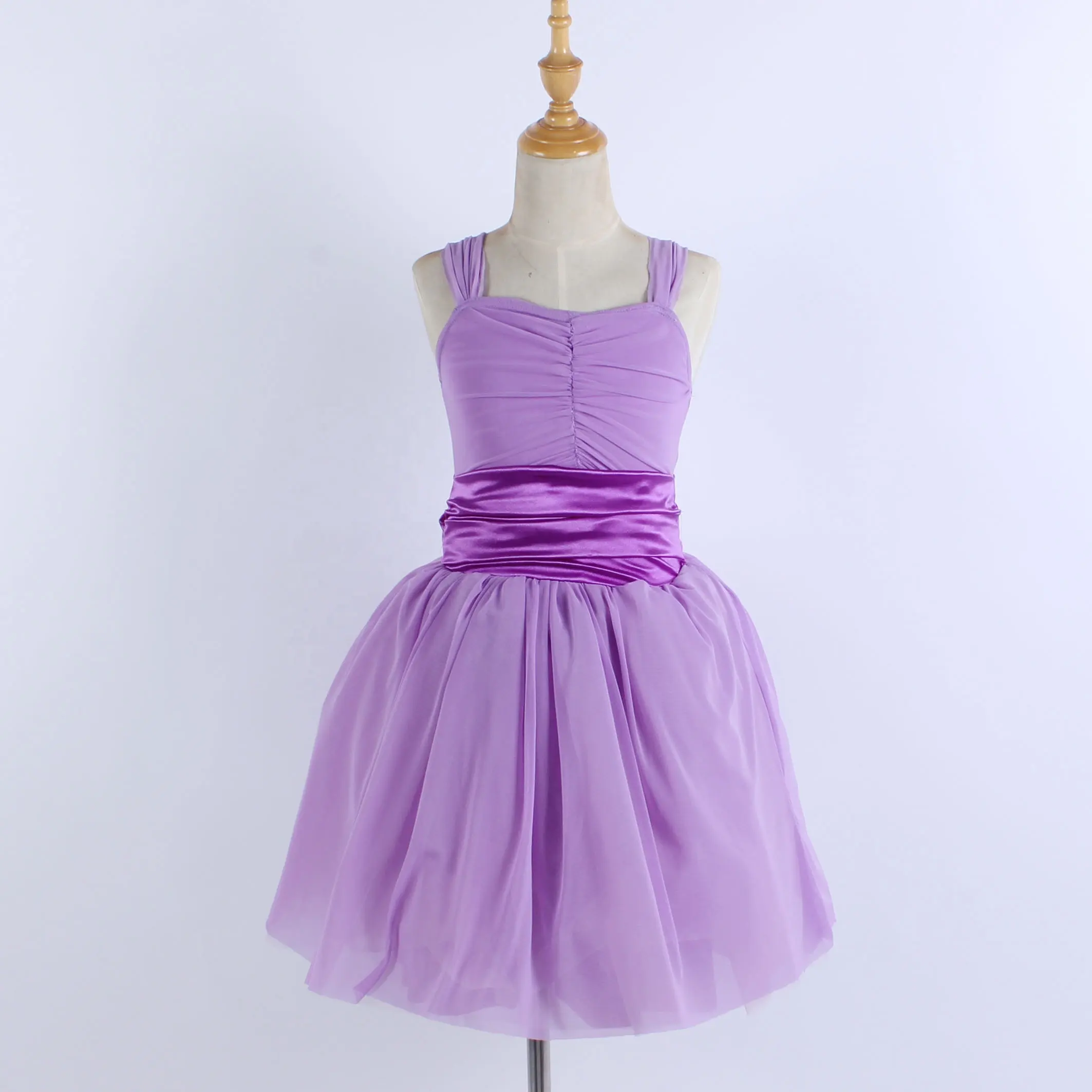 Vestido de bailarina roxo de malha elástica, traje leve para dança e palco, elegante