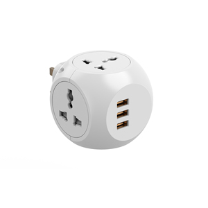 13A USB端口英国插头4通用插座立方体适配器，带3个USB a输出端口4个交流插座塑料电源插座产品名称