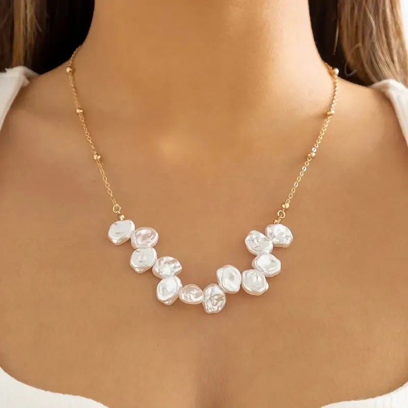 Elegant Special-shaped Pearl Pendant Necklace Gorgeous Chokers Fashion Clavicle Chains Jewelry