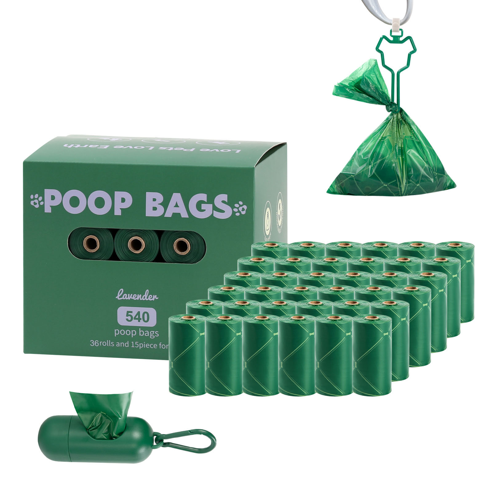 36 rouleaux de vert + distributeur + clips