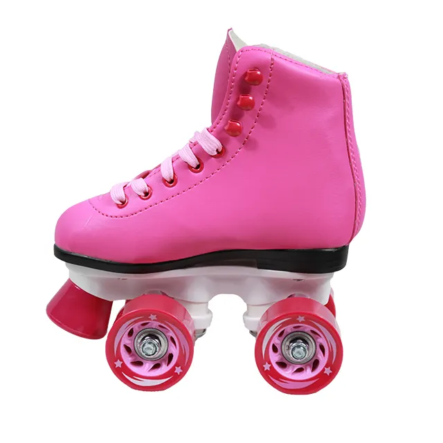 Popular Custom Non-adjustable Youth Adult Quad Skate Shoes with PP Truck Chassis PVC Leather Vamp 608ZB Iron Bearings