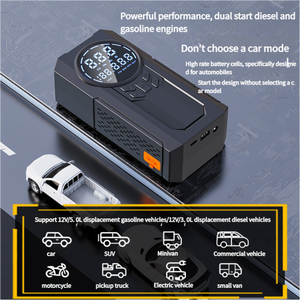 Multi <strong>Function</strong> 12v Lithium Portable Jump Starter with air Compressor Tire Inflator Power Bank Car Jump Starter with air Pump - Product Image 3