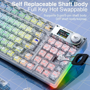 Teclado mecánico inalámbrico RGB AULA F98Pro transparente 2,4 G/BT5.0/con cable Pantalla OLED intercambiable en caliente con tec - Product Image 6