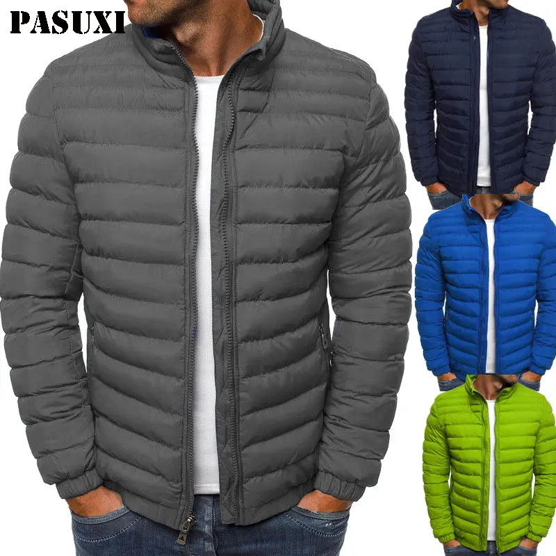 PASUXI personnalisé Logo extérieur léger chaud manteaux hommes Nylon à capuche hiver bulle bouffante vers le bas manteau coton bouffantes vestes