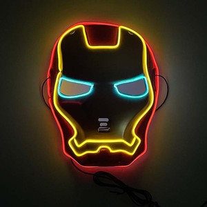 LEDグローイングコールドライトELプラスチックスパイダーマンマスクアイアンマンUSキャプテンアベンジャーズアライアンスマーベルパーティーパフォーマンス小道具ギフト - Product Image 3