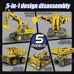 Nuovo arrivo stelo a vapore giocattolo di programmazione 5 In 1 camion da costruzione App telecomando doppio controllo compatibile Set di blocchi di costruzione
