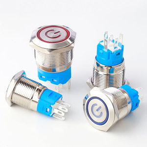 Benutzer definiertes Logo IP67 Wasserdichter 1NO Kombinations-Druckknopf schalter mit Power Indicator Ring Metall tastensc halter - Product Image 5
